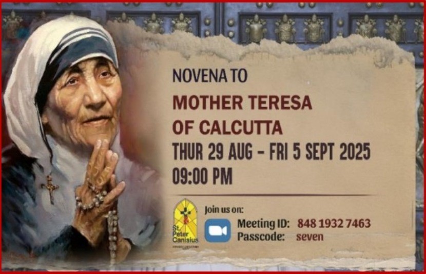 Novena to Mother Teresa of Calcutta - Thu 29 Aug to Fri 5 Sep 2025 9PM