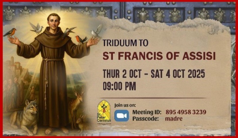 Triduum to St. Francis of Assisi Thu 2nd - Sat 4th October 2025 9PM